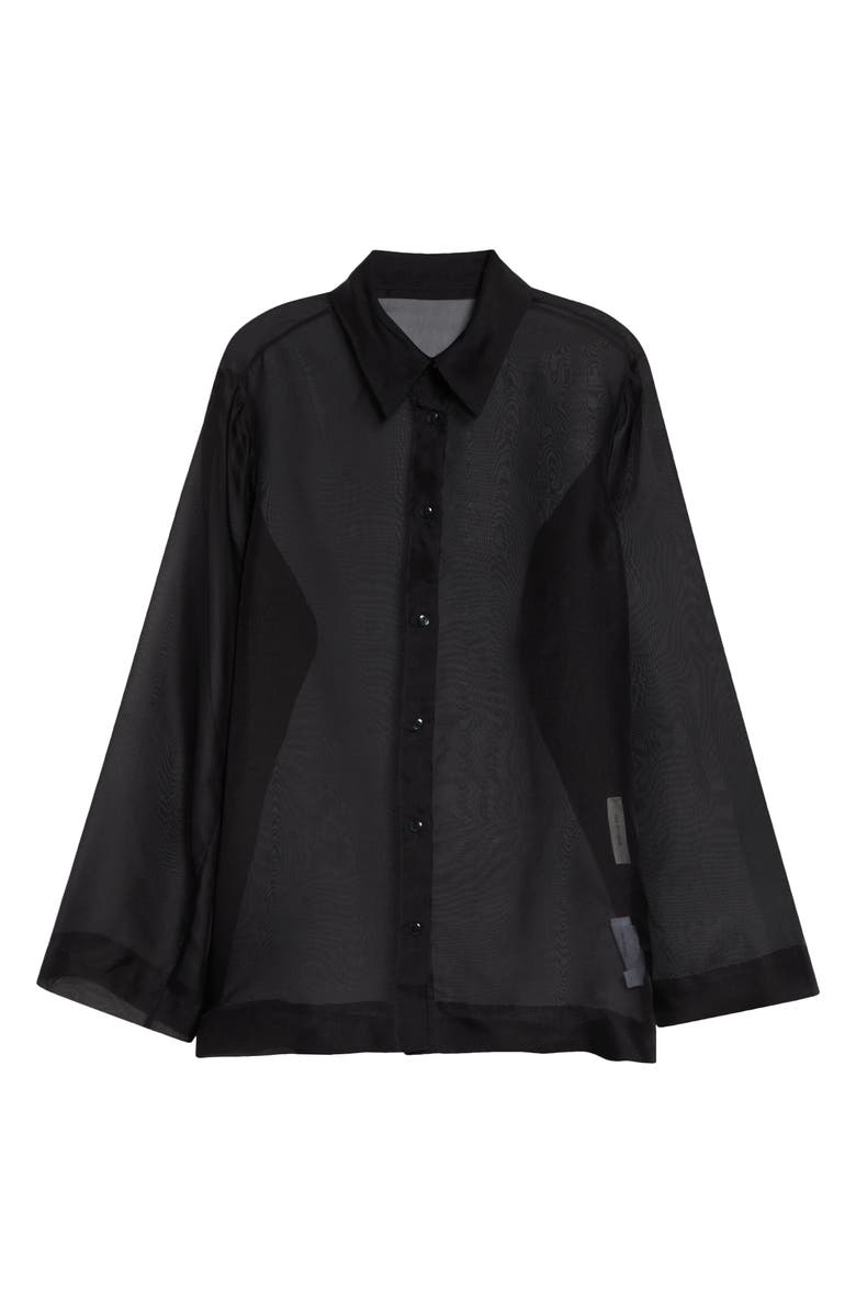 GIA STUDIOS Lisse Classic Silk Organza Button-Up Shirt, Alternate, color, Black
