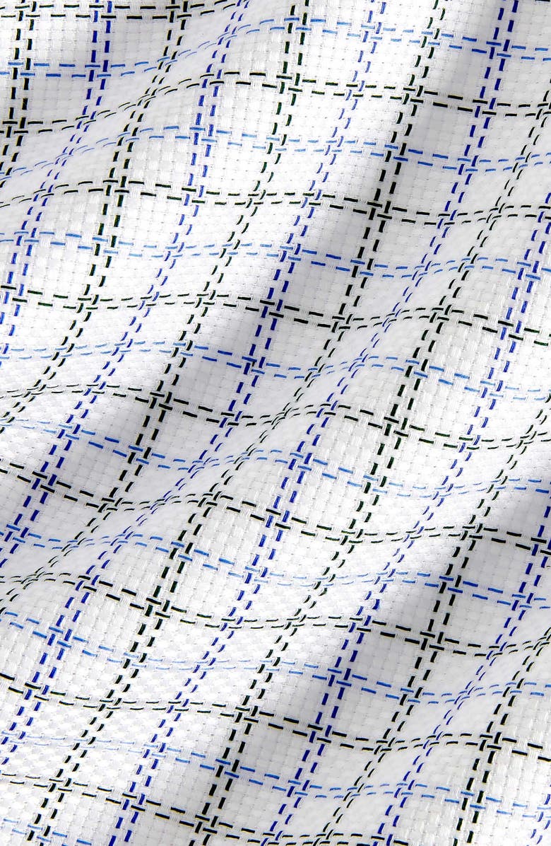 David Donahue Regular Fit Windowpane Print Cotton Dress Shirt, Alternate, color, White/ Blue/ Green