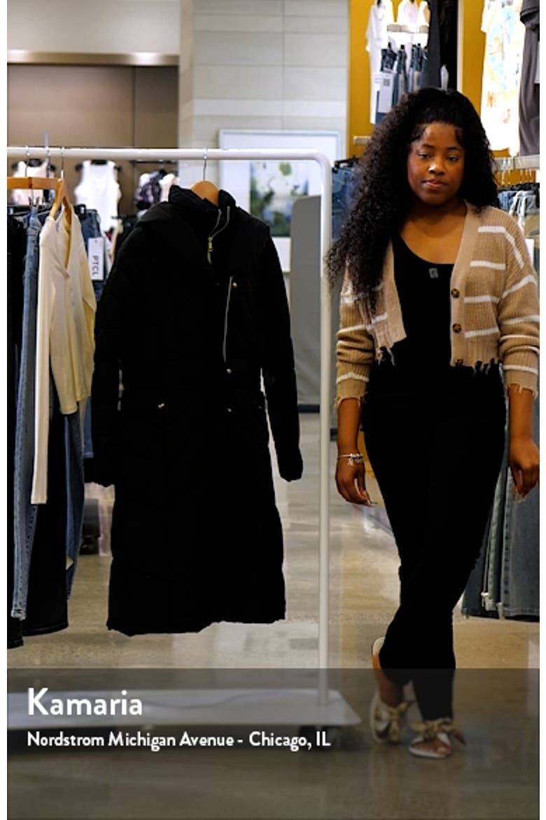 Taffeta Puffer Coat with Quilted Zip Bib video