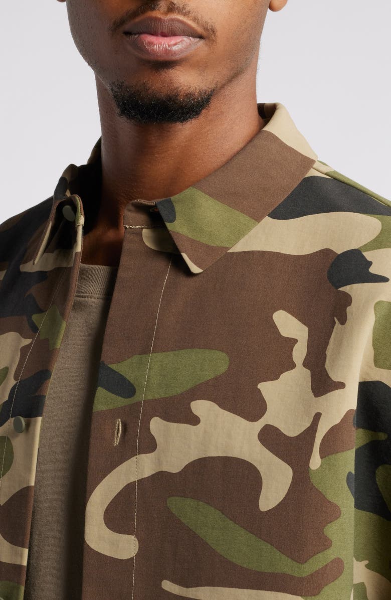 Fear of God Essentials Gender Inclusive Camo Shirt Jacket, Alternate, color, 