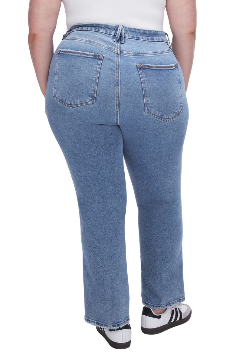 Good American Good Curve High Waist Distressed Straight Leg Jeans, Alternate, color, 