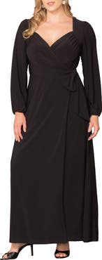 Kiyonna Modern Muse Long Sleeve Wrap Gown
