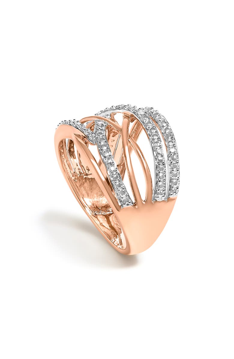 Haus of Brilliance Silver Diamond Accent Crossover Ring, Alternate, color, Rose