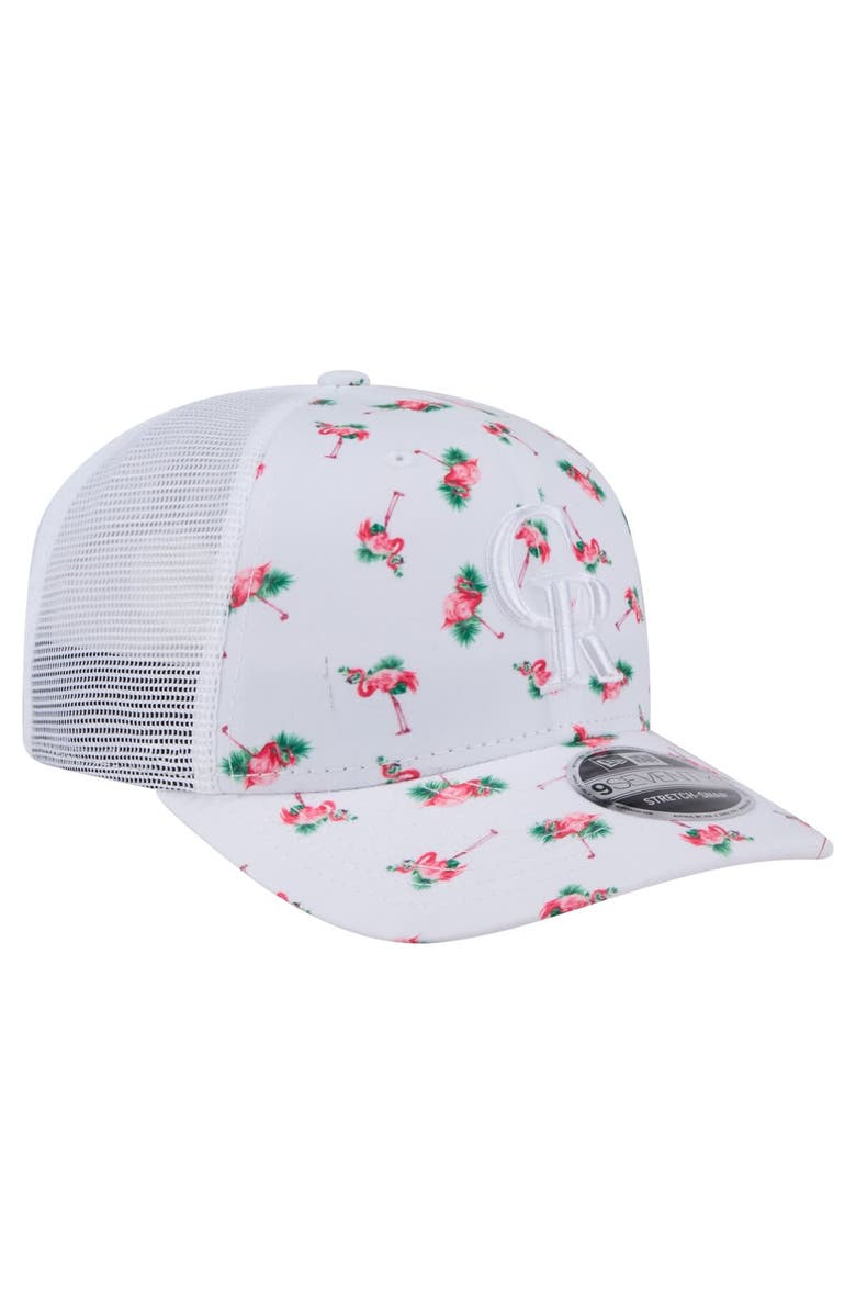 New Era Men's New Era White Colorado Rockies Flamingo Mesh Back 9SEVENTY Stretch-Snap Hat, Alternate, color, White