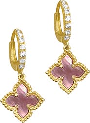 Adornia Floral Dangle Mother of Pearl Hoop Earrings