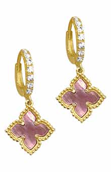 Adornia Floral Dangle Mother of Pearl Hoop Earrings