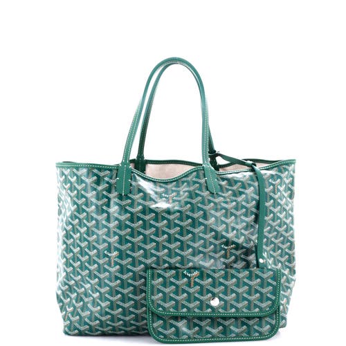 Pre-owned Goyard  Goyard Saint Louis Tote Coated Canvas Xxl In Green