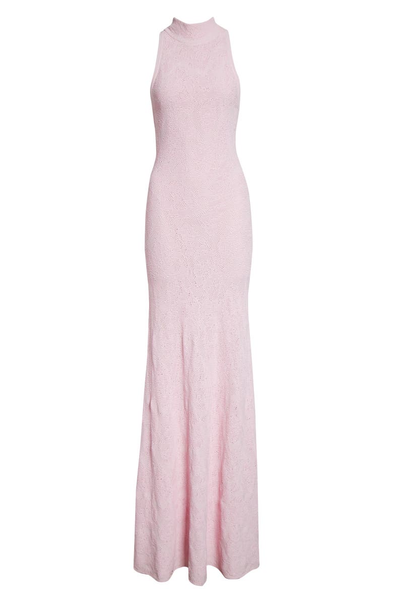 ST. JOHN Floral Jacquard Turtleneck Trumpet Gown, Alternate, color, 