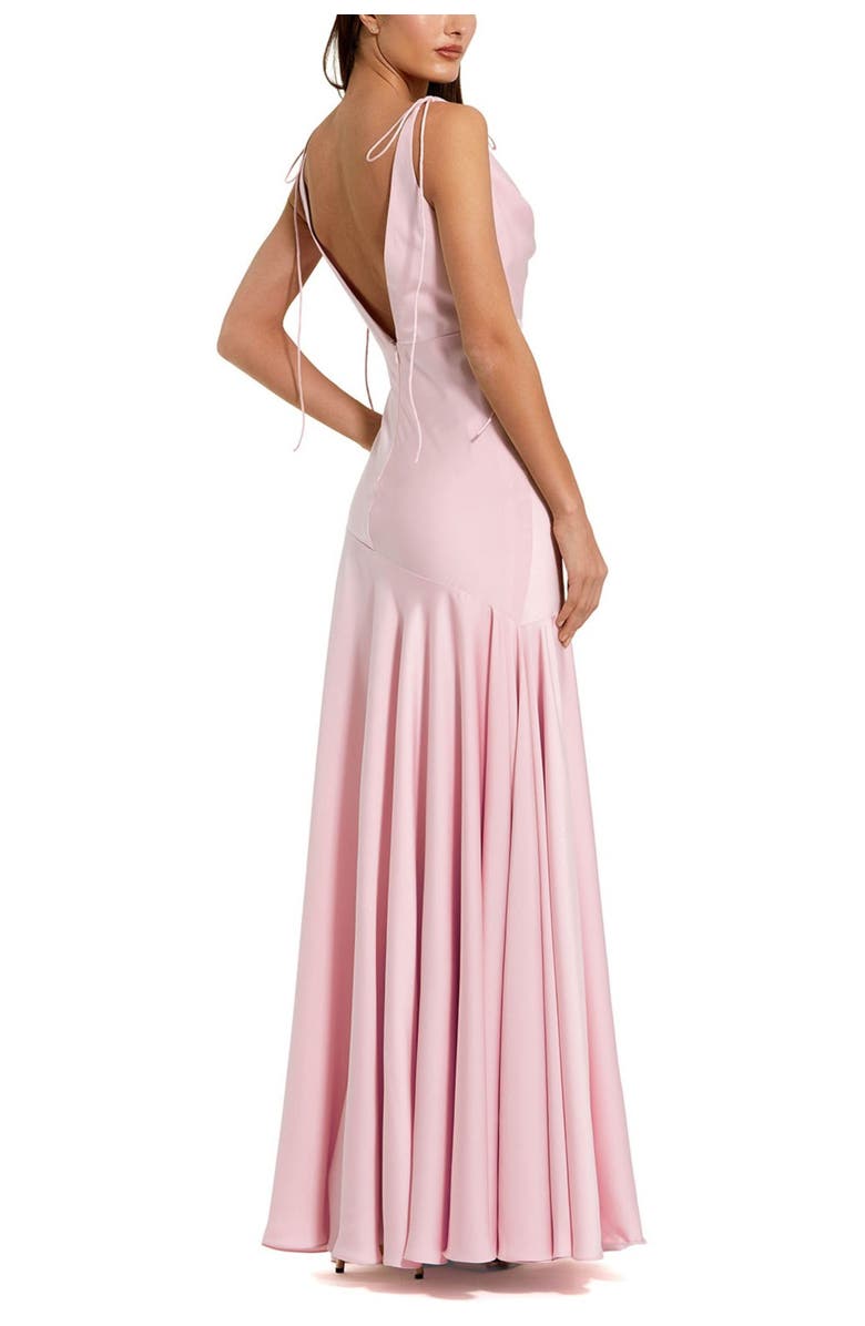 Mac Duggal Charmeuse Cowl Gown With Thin Bow Straps, Alternate, color, Powder Pink