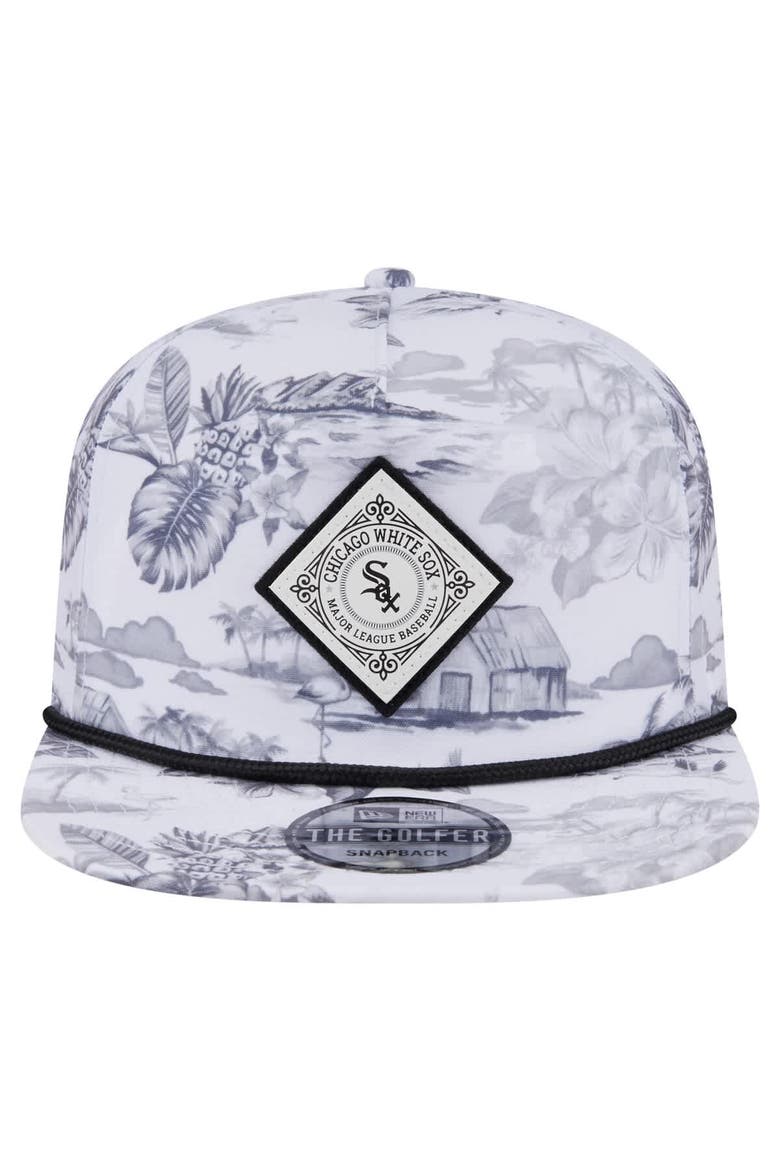 Men's New Era White Chicago White Sox Printed Island Golfer Snapback Hat, Alternate, color, White