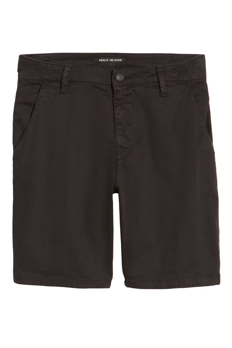 Noah Stretch Twill Flat Front Shorts, Alternate, color, BLACK TWILL