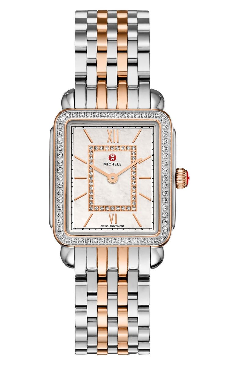 MICHELE Deco II Mid Diamond Dial Watch Case, 26mm x 28mm, Alternate, color, 