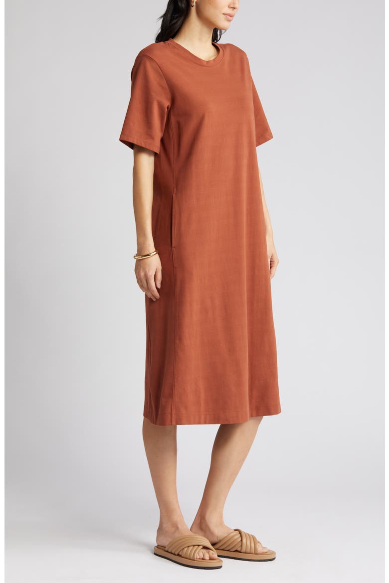 cotton midi t shirt dress for women Time and Tru Women's Cotton Midi T-Shirt Dress with Short Sleeves, Sizes XS-XXXL