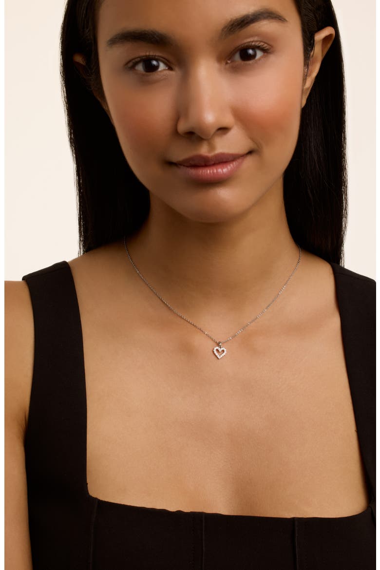 Amore Crystal Heart Pendant Necklace, Alternate, color, SILVER TONE/ CLEAR CRYSTAL