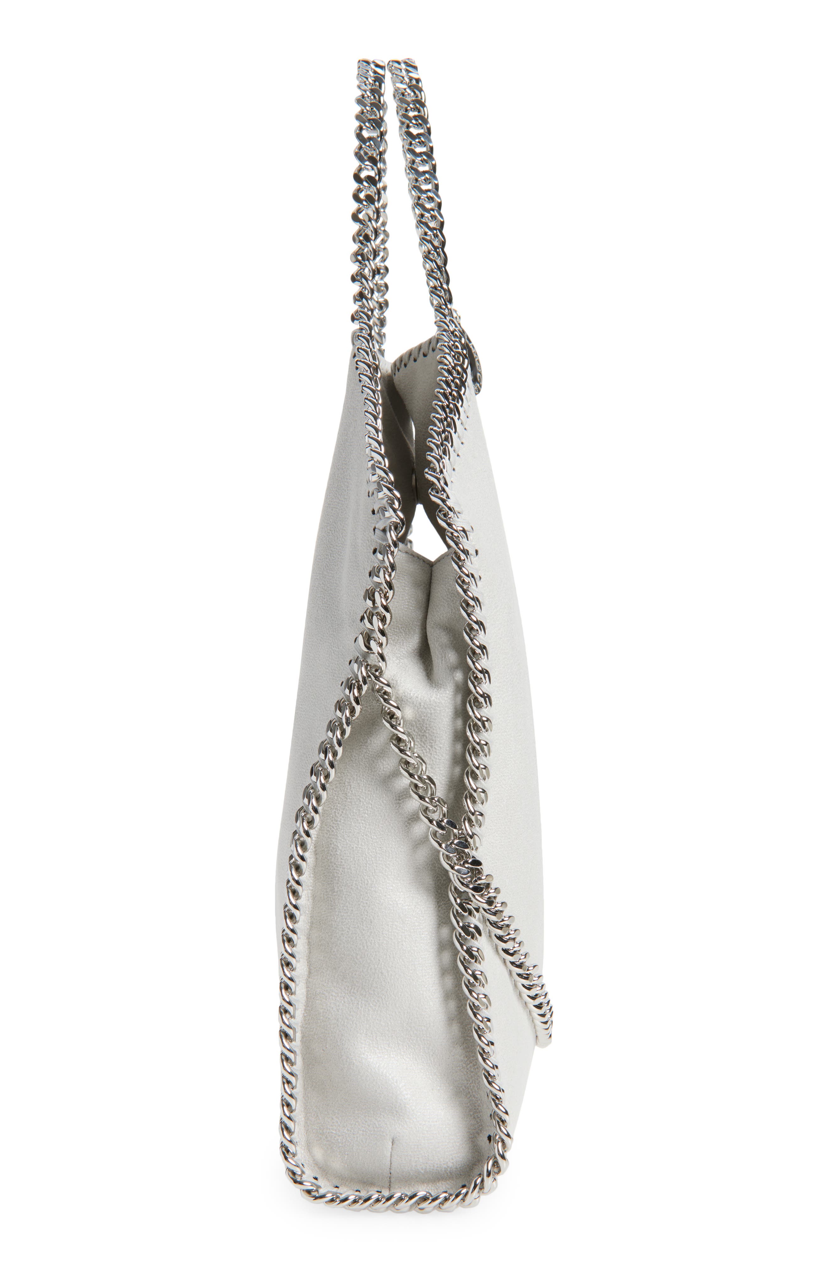 Stella McCartney Falabella Foldover Faux Leather Tote, Alternate, color, Pearl Grey