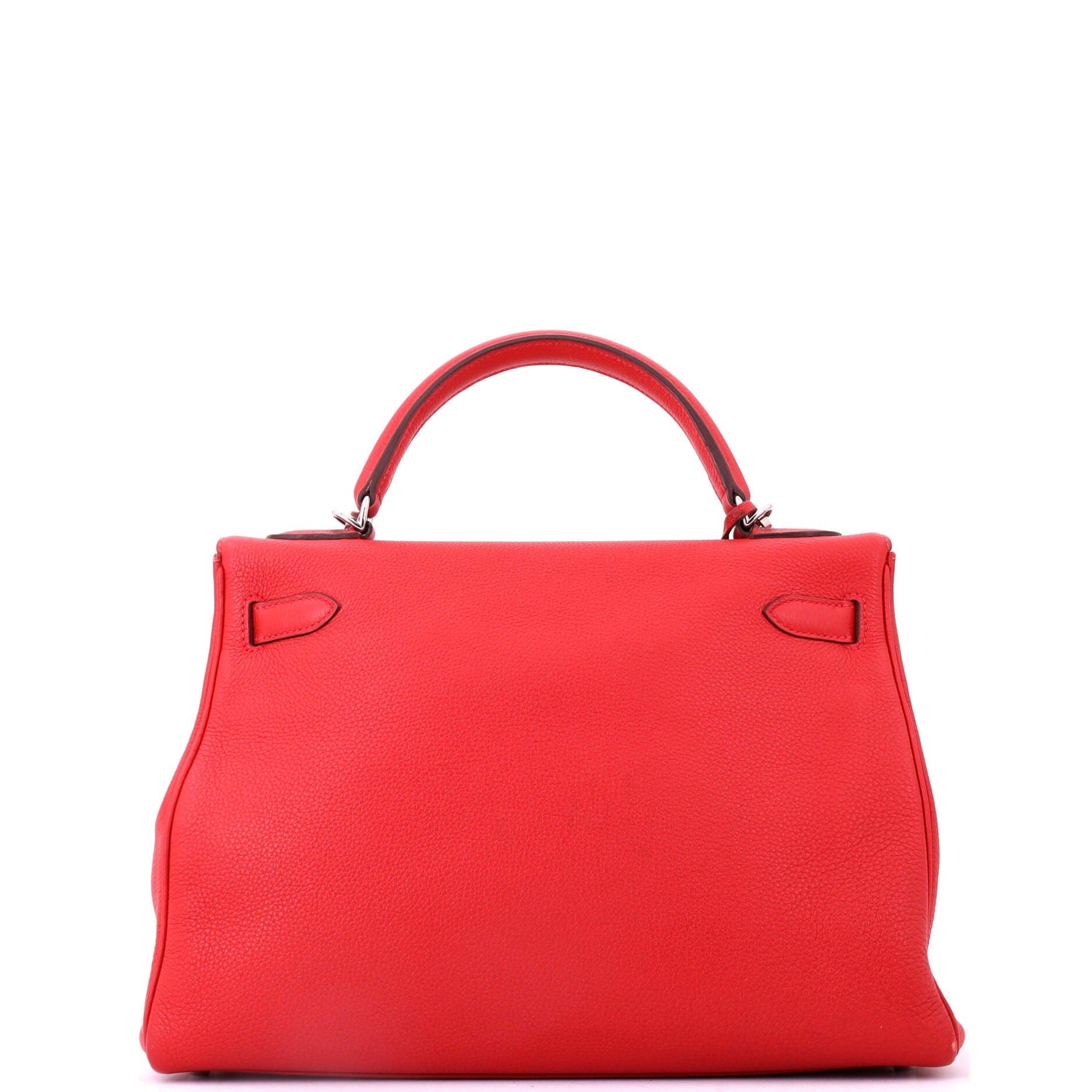 Pre-Owned Hermes Kelly Handbag Red Togo with Palladium Hardware 32, Alternate, color, Rouge Piment
