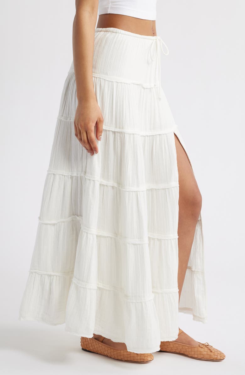 BDG Urban Outfitters Sadie Tiered Cotton Maxi Skirt, Alternate, color, White
