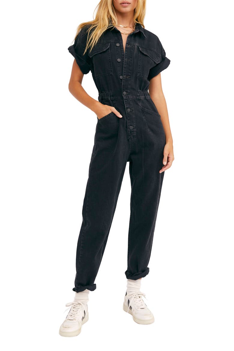 We the Free Marci Denim Jumpsuit, Main, color, IRON BLACK