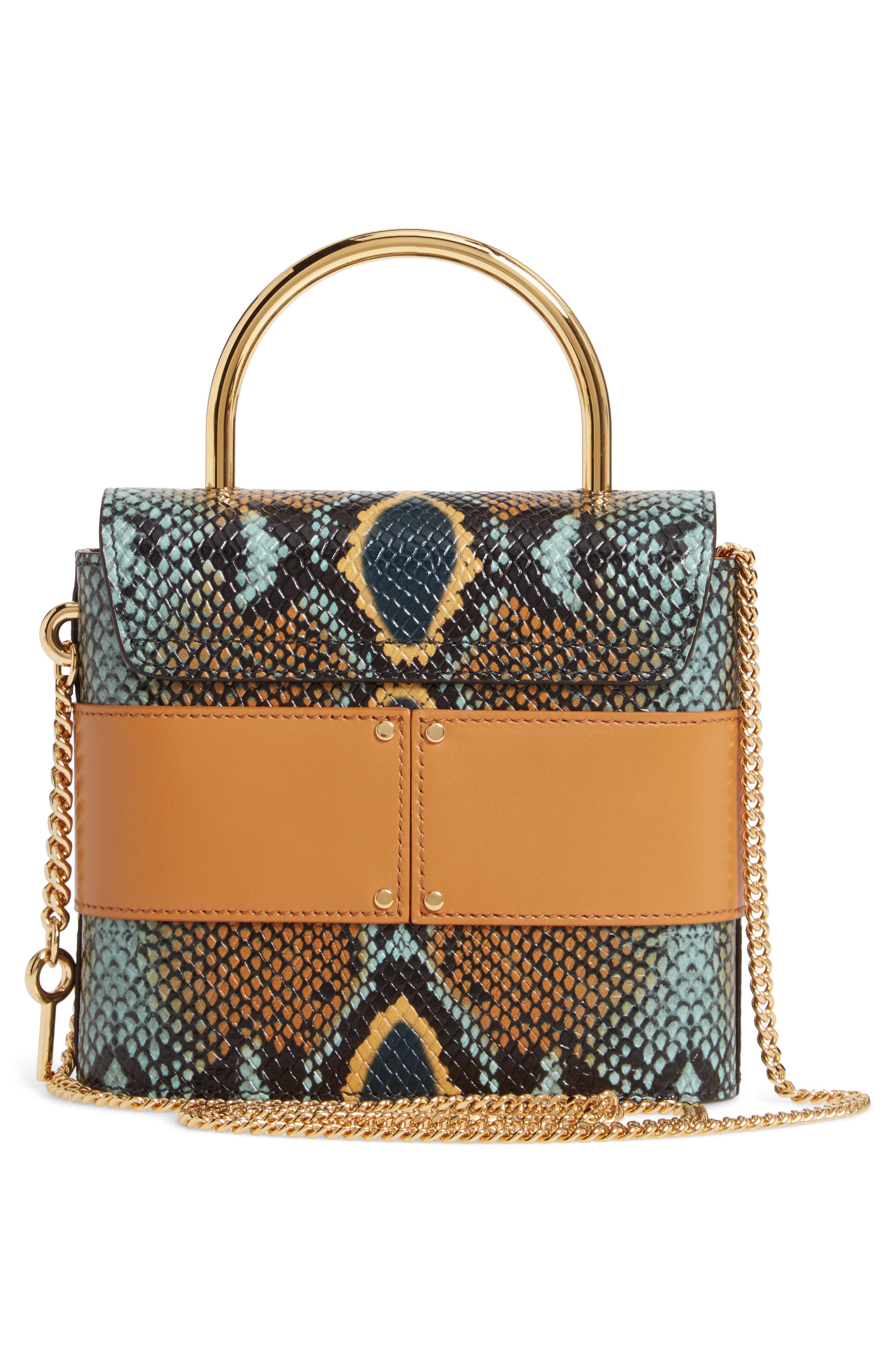 Chloé Aby Lock Python Embossed Leather Shoulder Bag, Alternate, color, 