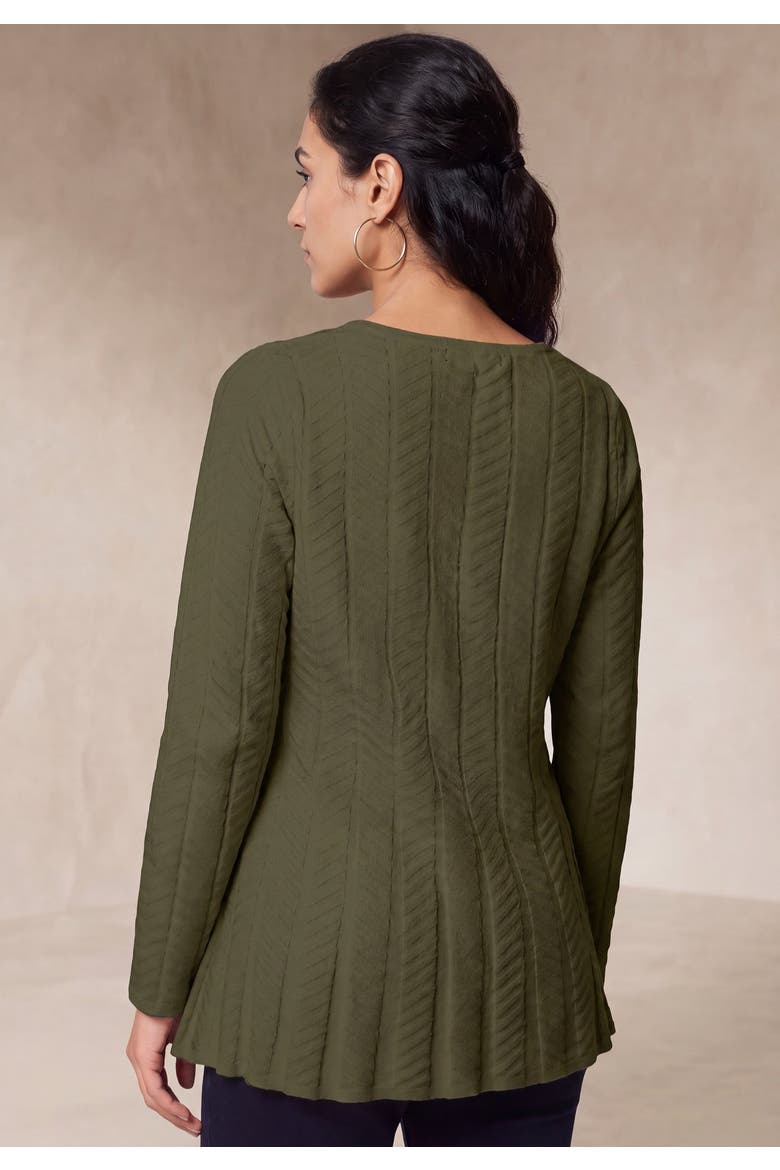 Chevron Fit & Flare Sweater, Alternate, color, DARK OLIVE GREEN