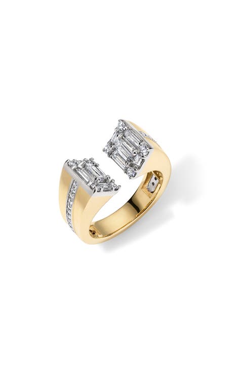 Clarity 18k Gold Diamond Pitched Dual Ring
