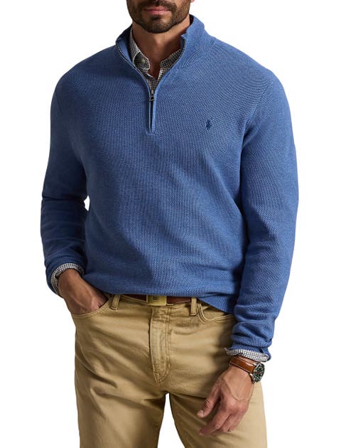Big & Tall Pima Cotton 1/2-zip Sweater