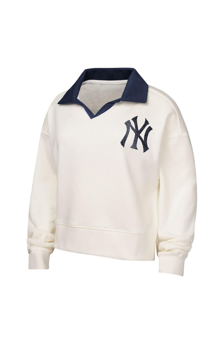 Outerstuff Girls Youth White New York Yankees Ballpark Hit Collared V-Neck Pullover Sweatshirt, Alternate, color, White