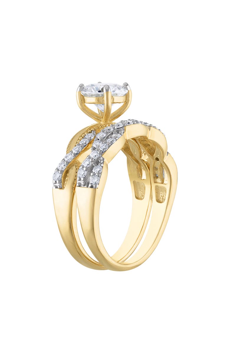 FZN 14K Gold Plated Silver Lab Grown Moissanite Ring, Alternate, color, Yellow Gold