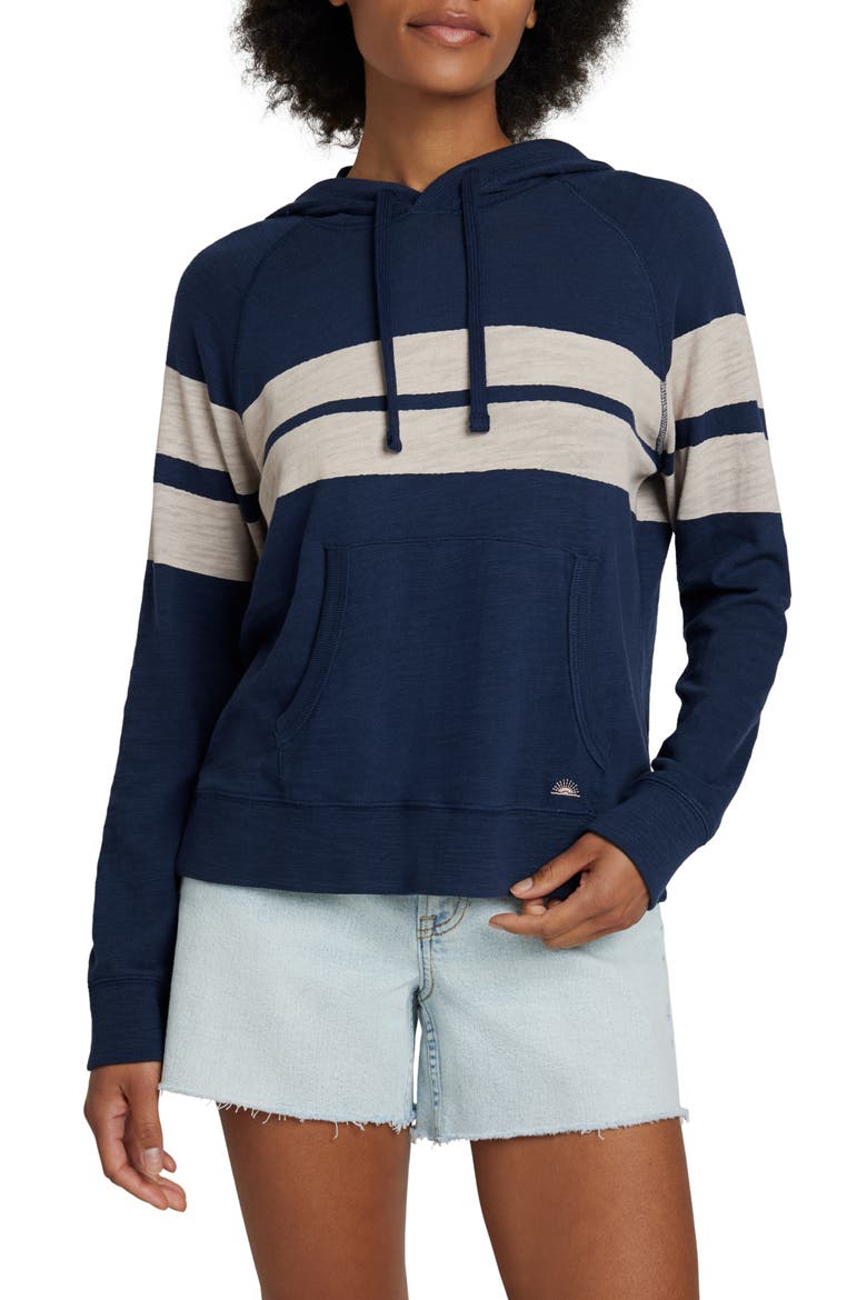 Sunwashed Stripe Slub Organic Cotton Hoodie, Main, color, NAVY SUNRAY STRIPE