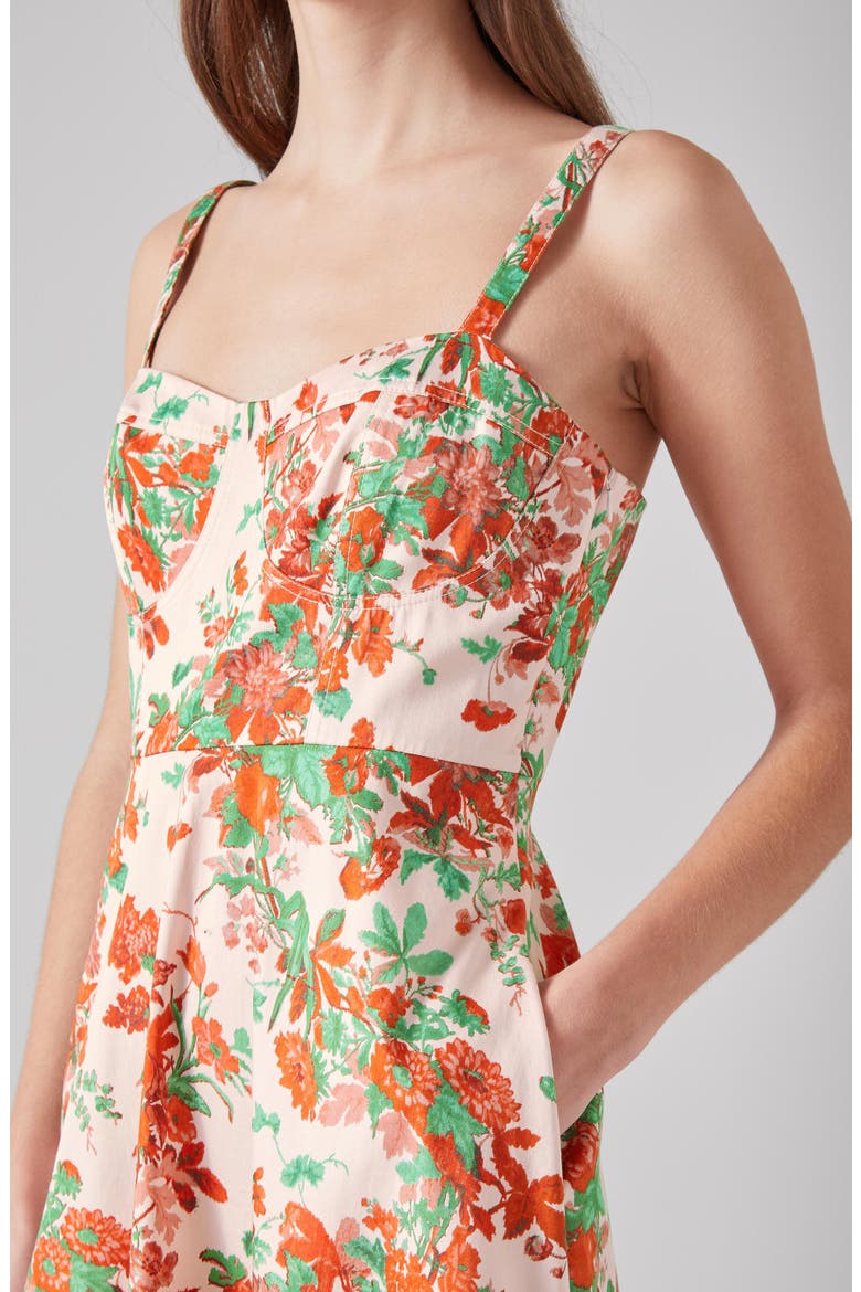 Floral Print Sleeveless Midi Dress, Alternate, color, PINK