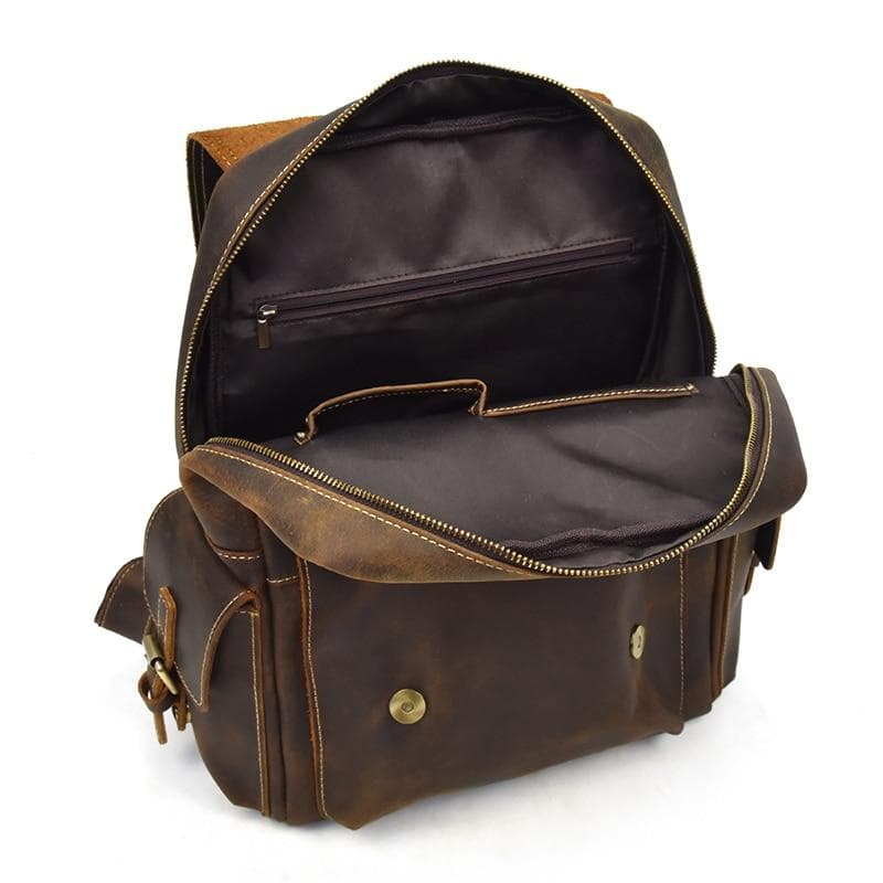 STEEL HORSE LEATHER The Freja Backpack | Handcrafted Leather Backpack, Alternate, color, Dark Brown