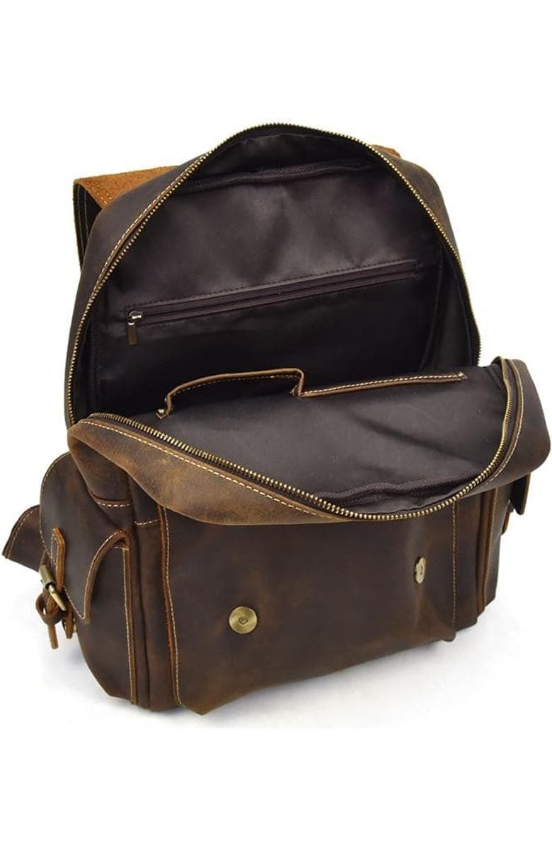STEEL HORSE LEATHER The Freja Backpack | Handcrafted Leather Backpack, Alternate, color, Dark Brown