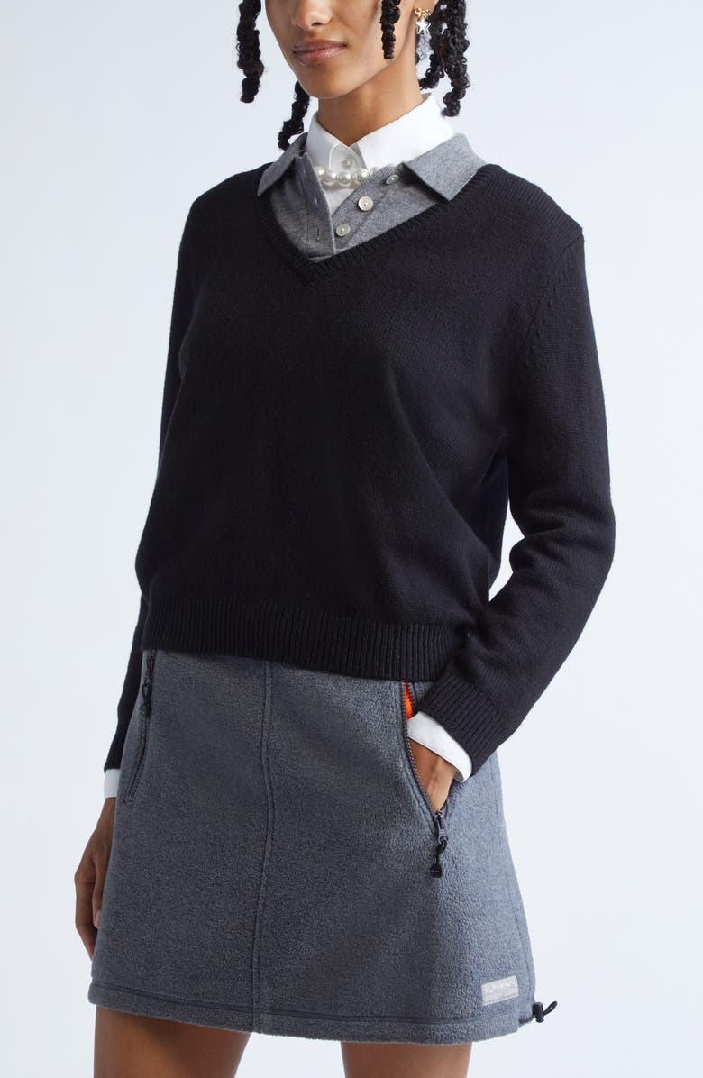 Sandy Liang Wesley Layered Effect Sweater, Alternate, color, Black