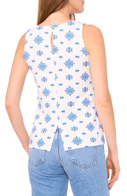 Vince Camuto V-neck Keyhole Tank In Canal Blue Diamond