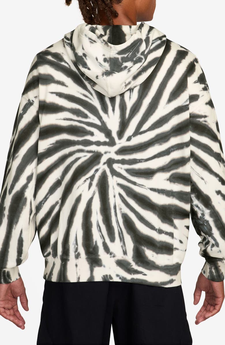 Jordan Brooklyn Oversize Festival Tie Dye Fleece Hoodie, Alternate, color, Sail/ Off Noir/ Black