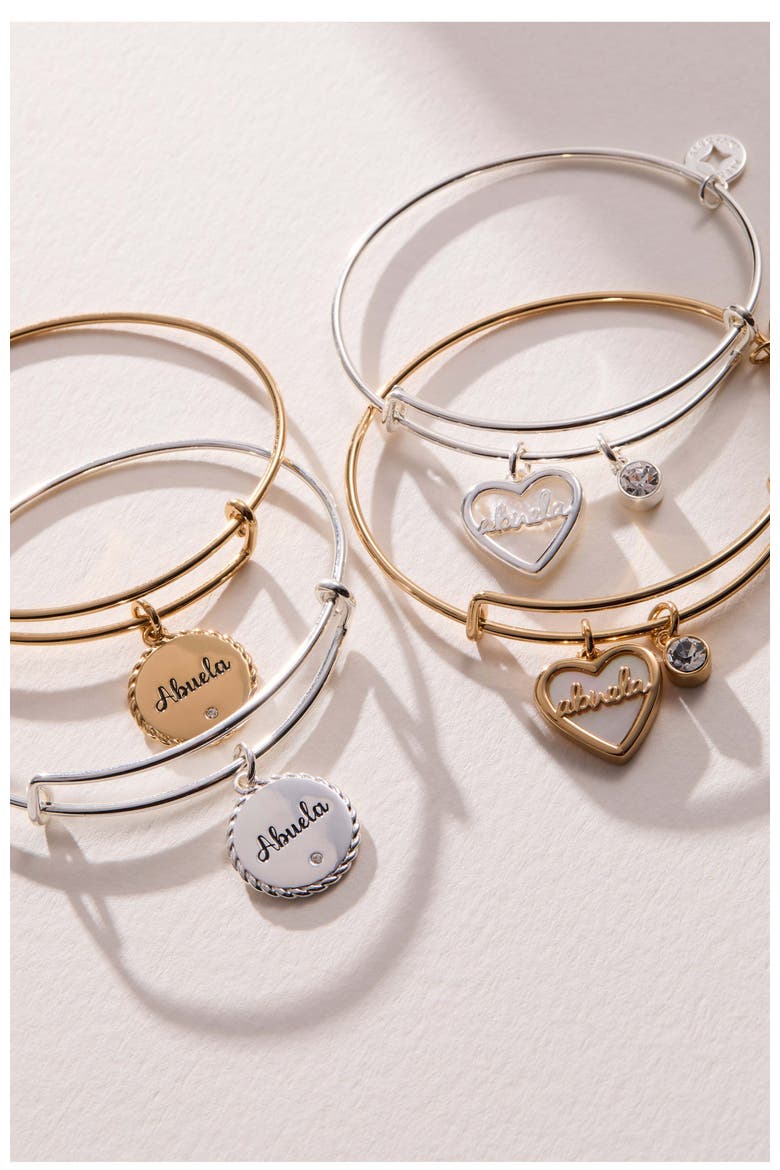 Abuela Mother of Pearl Heart Bangle Bracelet Duo, Alternate, color, Silver