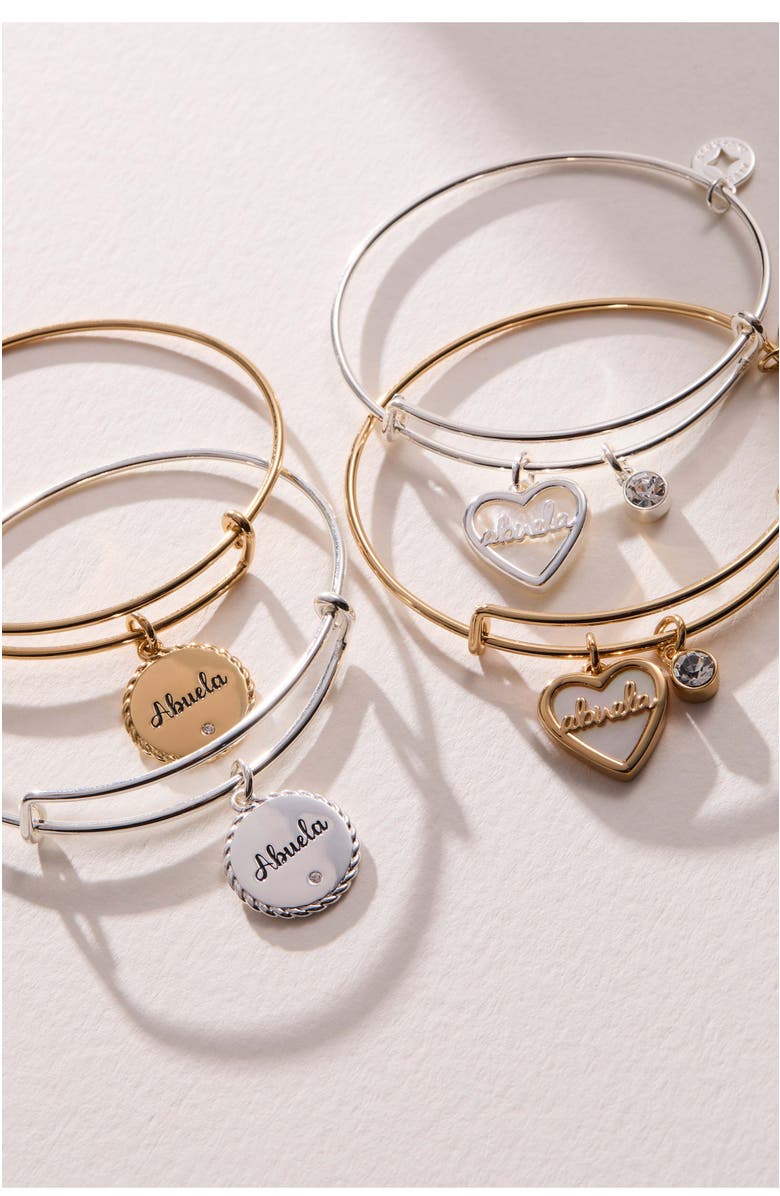 Alex and Ani Abuela Mother of Pearl Heart Bangle Bracelet Duo, Alternate, color, Silver