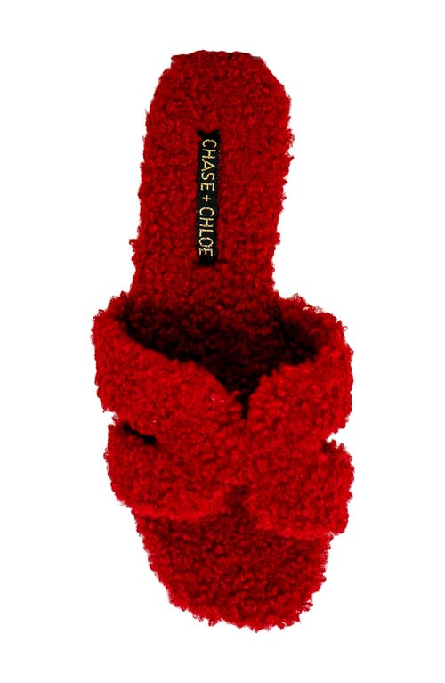 CHASE & CHLOE CHASE AND CHLOE JENSON FAUX SHEARLING SLIDE SANDAL 
