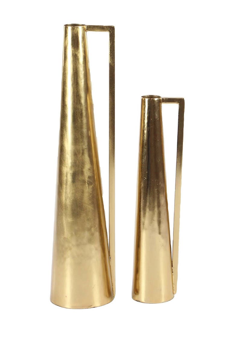 Goldtone Metal Vase with Handles - Set of 2, Alternate, color, GOLD