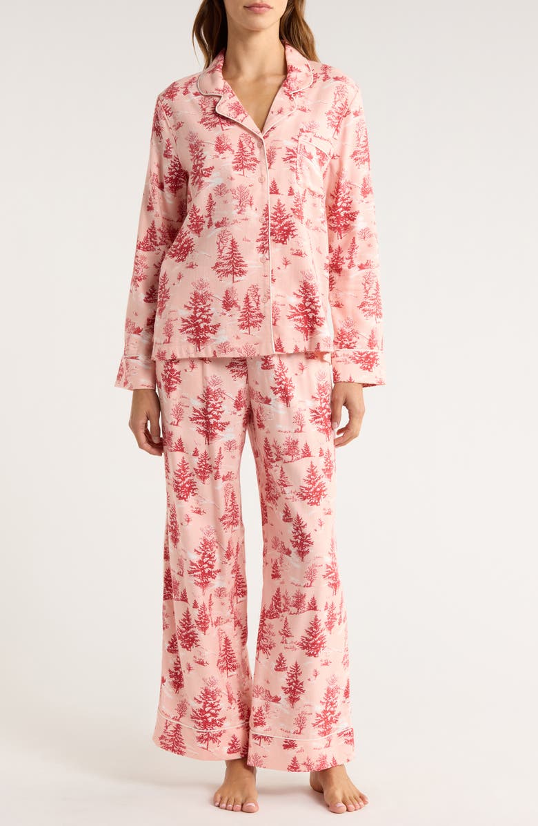 Nordstrom Cozy Cotton Blend Flannel Pajamas, Main, color, Pink- Red Spruce Toile