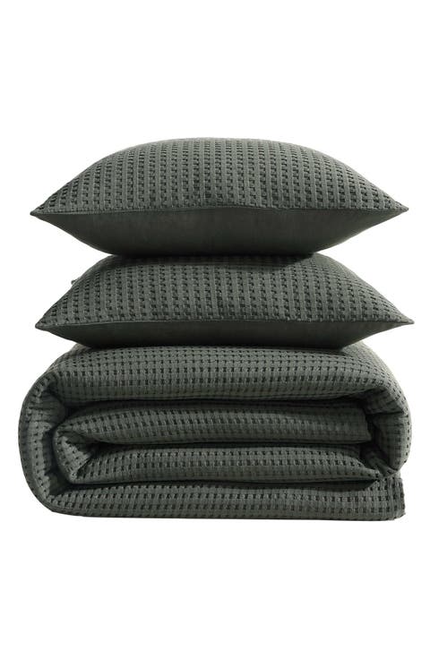 Solid Waffle Comforter Set