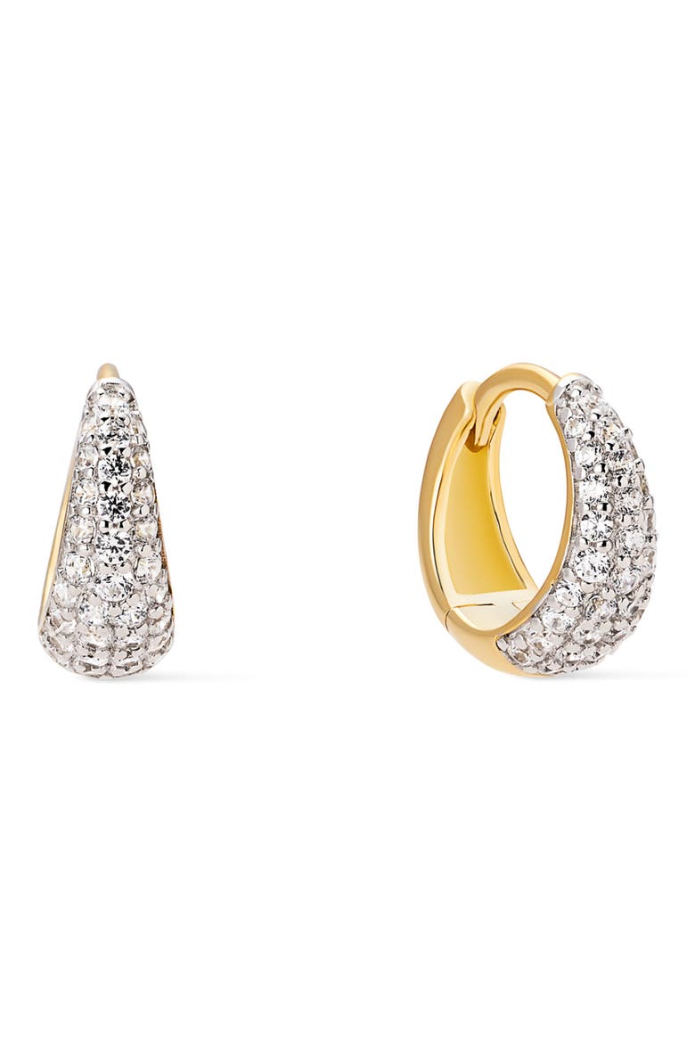 Nate Pavé Huggie Hoop Earrings, Main, color, GOLD CLEAR