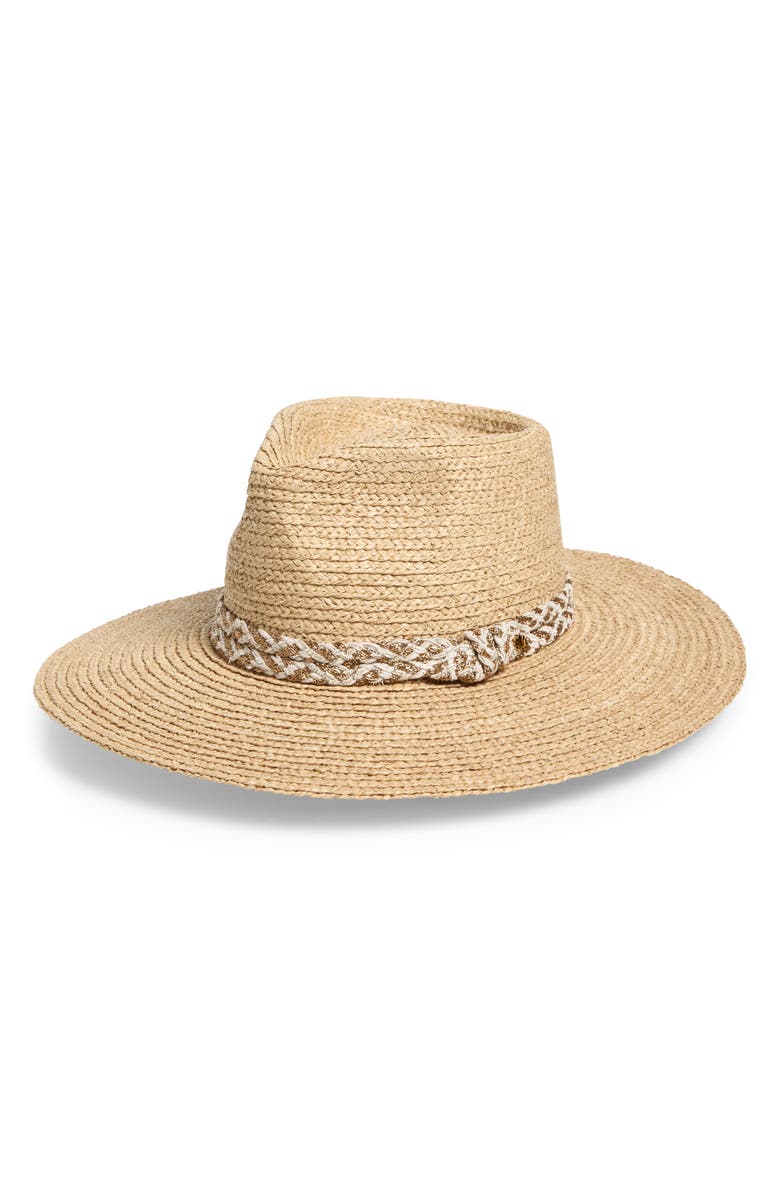 Lele Sadoughi Straw Hat with Braided Rope Band, Main, color, Natural