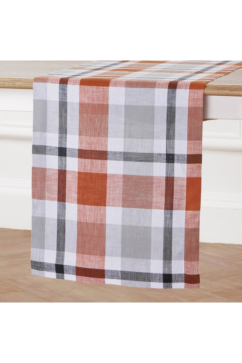 Linen Table Runner - Fall Buffalo Check, Alternate, color, Cinnamon