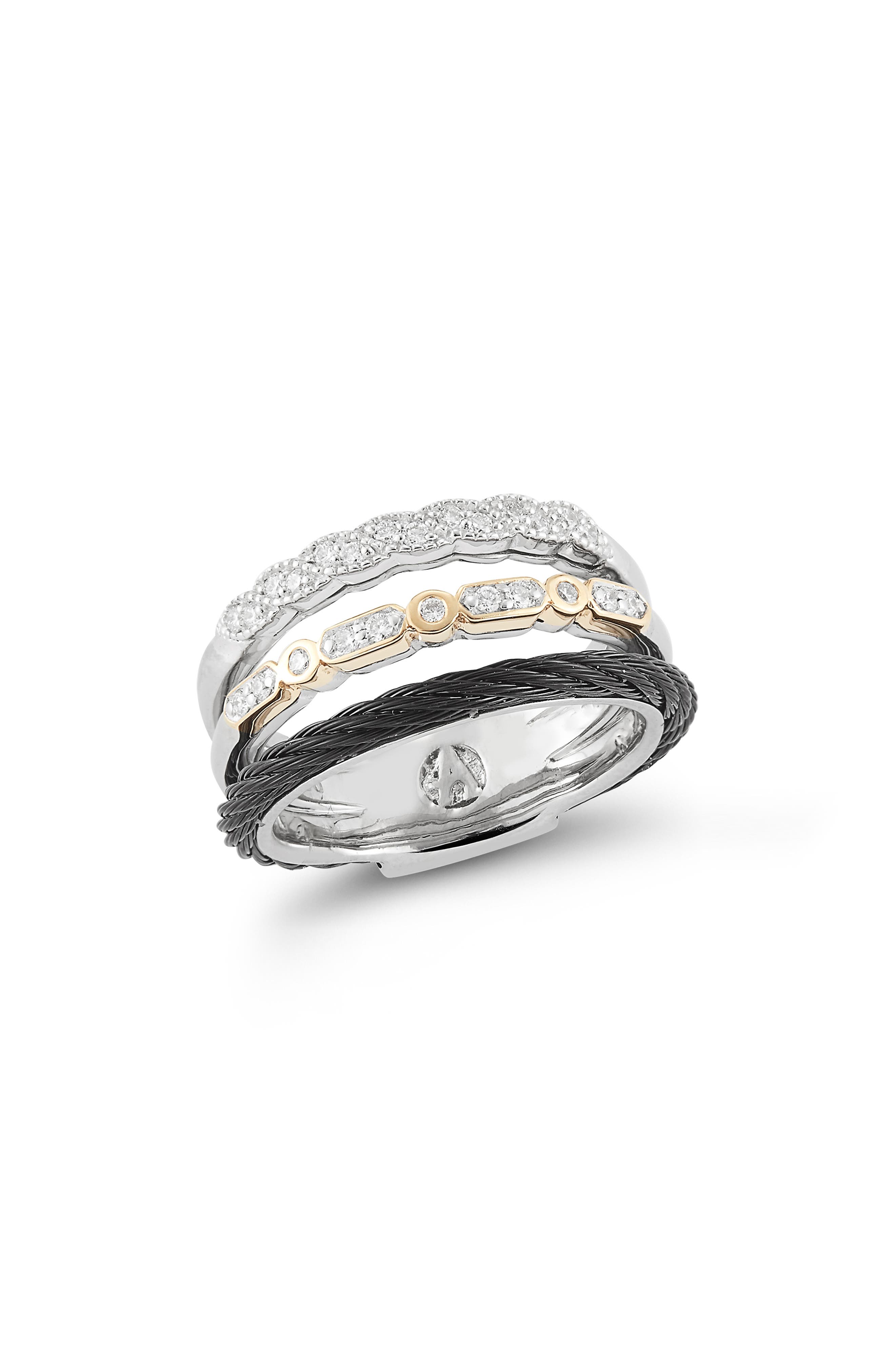 ALOR® Diamond Two-Tone Braided Cable Stacked Ring (Women) | Nordstromrack