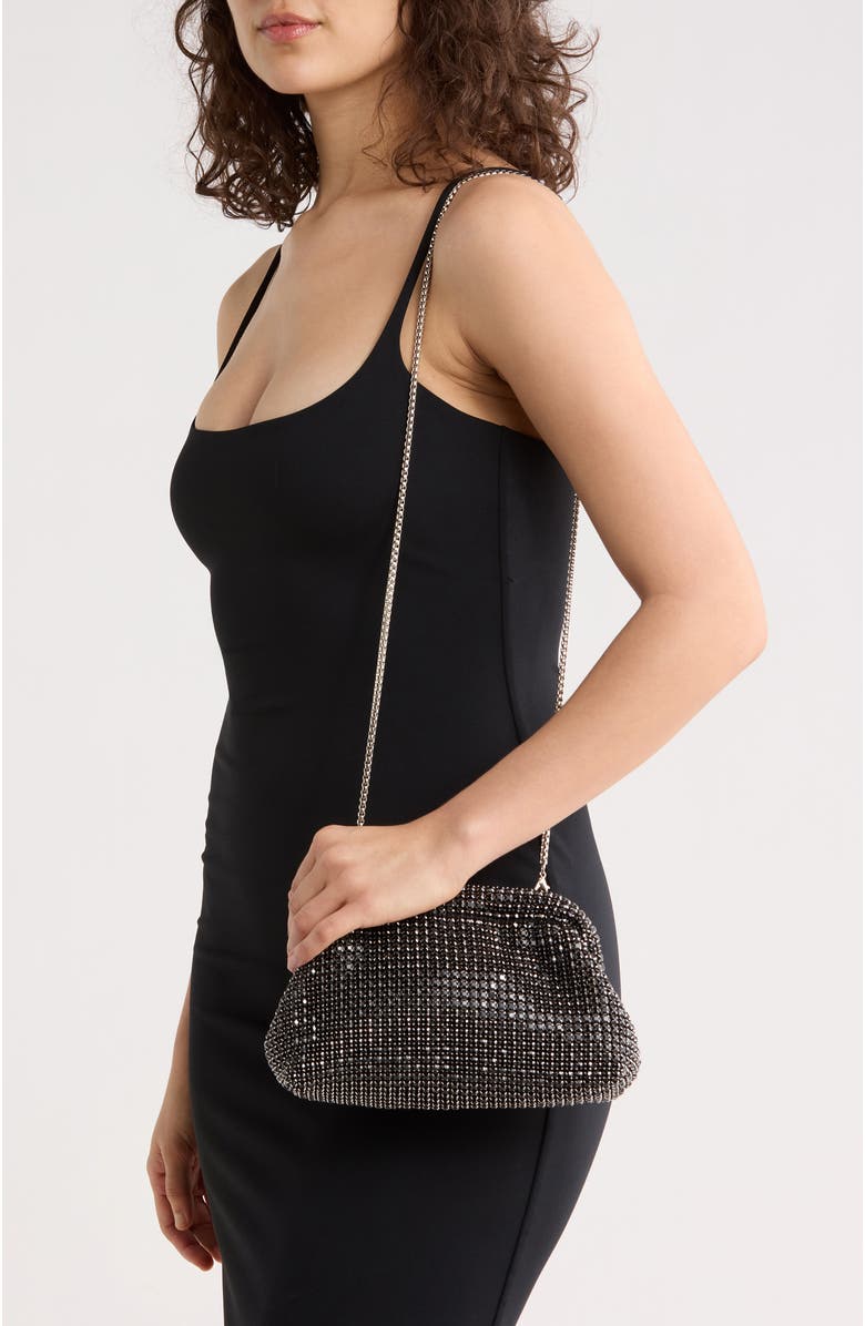 BCBG Crystal Frame Clutch, Alternate, color, Black