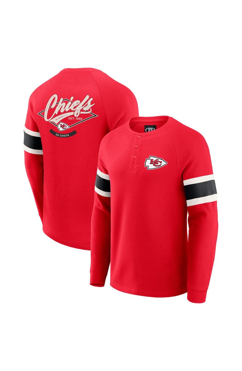 Darius Rucker Collection by Fanatics Men's Darius Rucker Collection by Fanatics Red Kansas City Chiefs Waffle-Knit Raglan Long Sleeve Henley T-Shirt, Main, color, Red