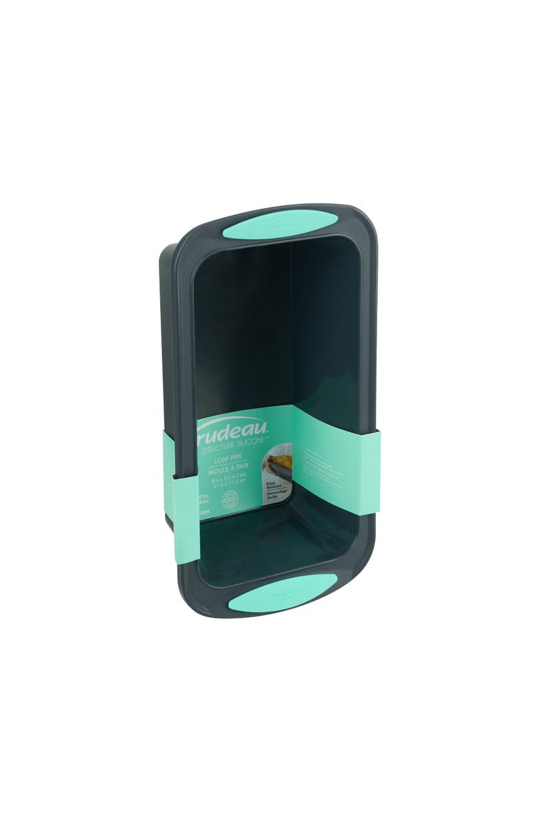 Trudeau Structure Silicone 8.5 x 4.5 Inch Loaf Pan, Grey/Mint, Alternate, color, 