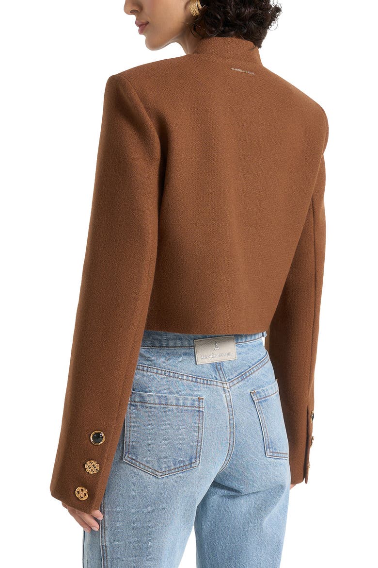 Evana Structured Wool Jacket With Mixed Buttons, Alternate, color, Rust