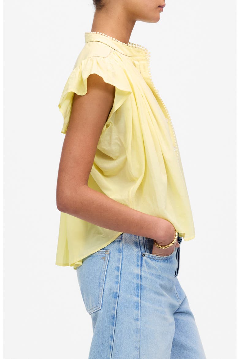 Circle Trim Flutter Sleeve Shirt, Alternate, color, ICED LEMON
